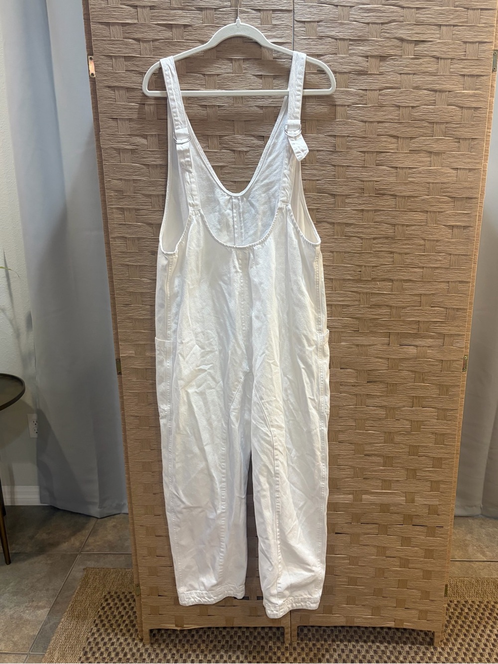 Free people We The Free High Roller Jumpsuit White Denim Barrel Jumpsuit size M - Picture 6 of 6